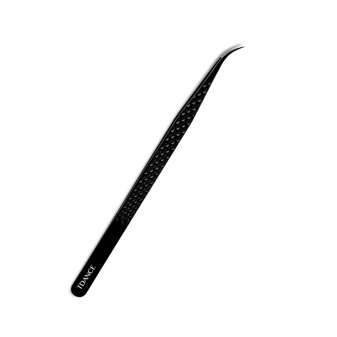 TB-06 Black Fiber Tweezers For Eyelash Extension TDANCE