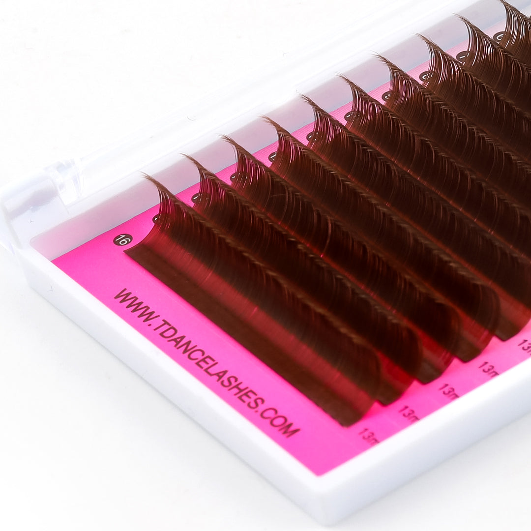 16 Rows Premium Dark Brown Colored Volume Eyelash Extensions 4