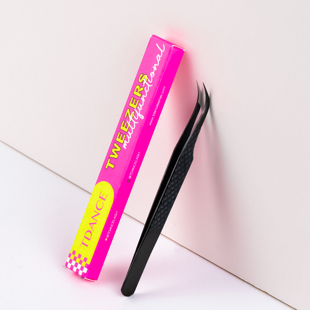 TB-04 Black Fiber Tweezers For Eyelash Extension TDANCE