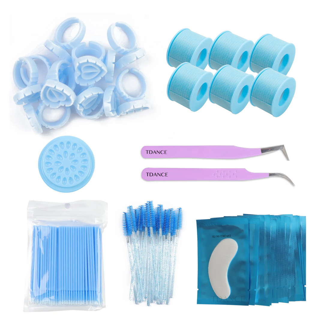 Kits de accesorios de pestañas azules