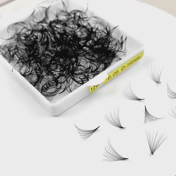 12d volumen prefabricado a mano los Fans de pestañas pointy base(500 fanáticos)