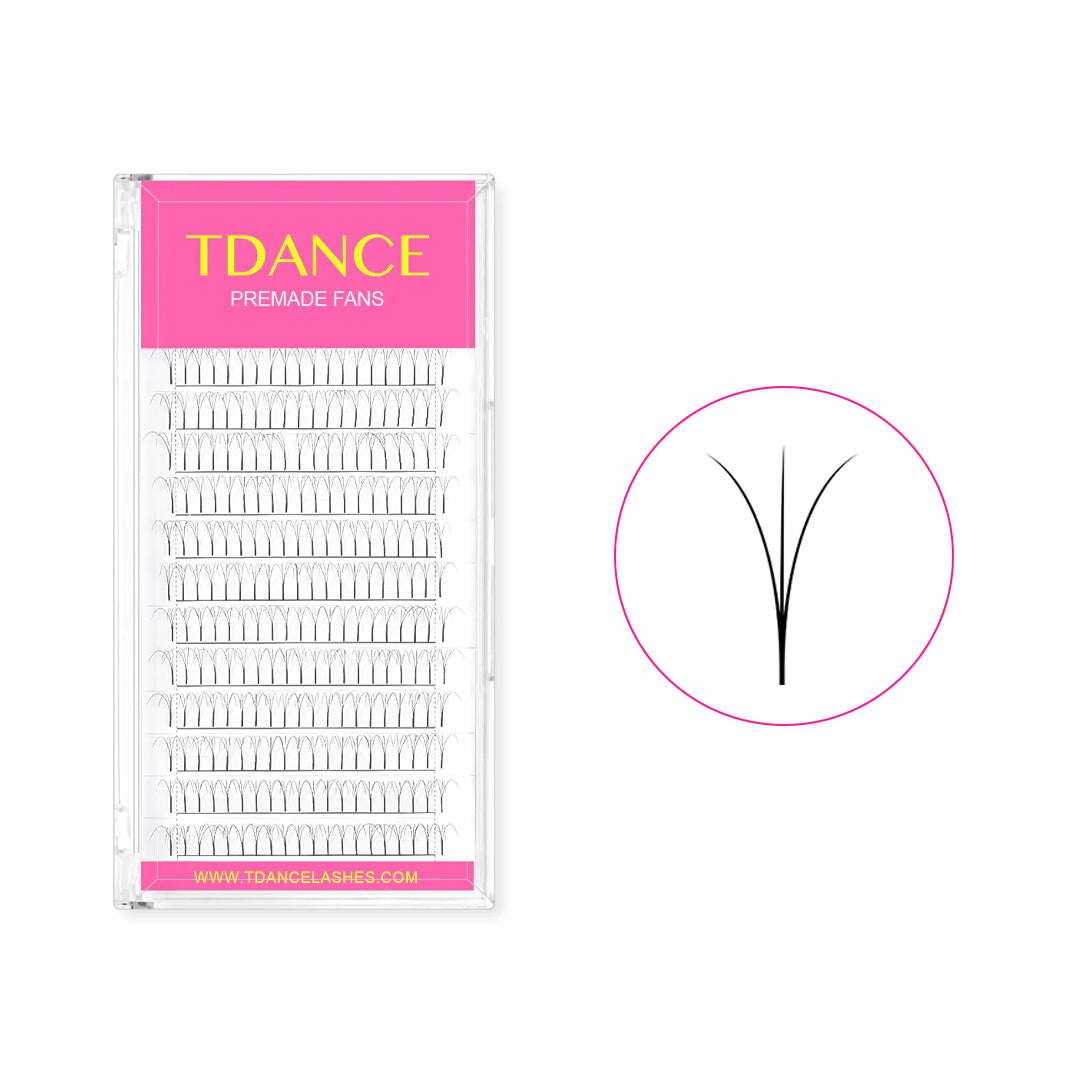3D Premade Volume Fans Lashes  12 Rows (Long Stem) - TDANCE