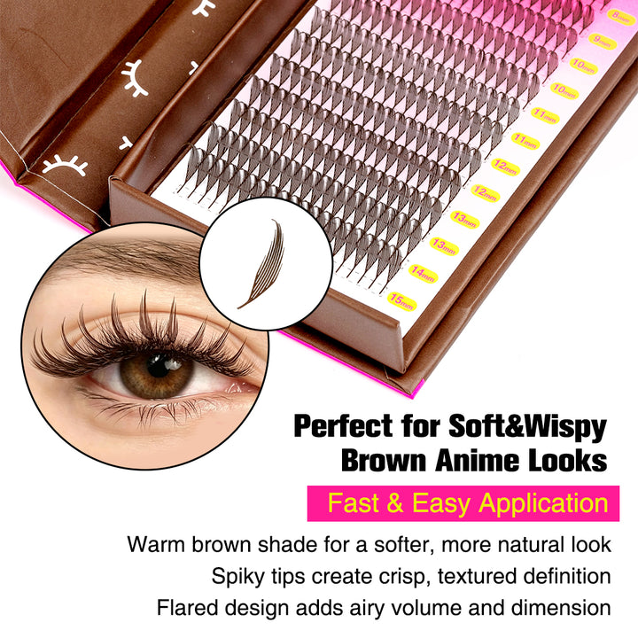 TDANCE 12 Rows 0.07MM Dark Brown Wispy Anime Lashes